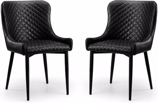 Cheshire Cromwell Set of 2 Black Faux Leather Dining Chairs with Armrests – 1
