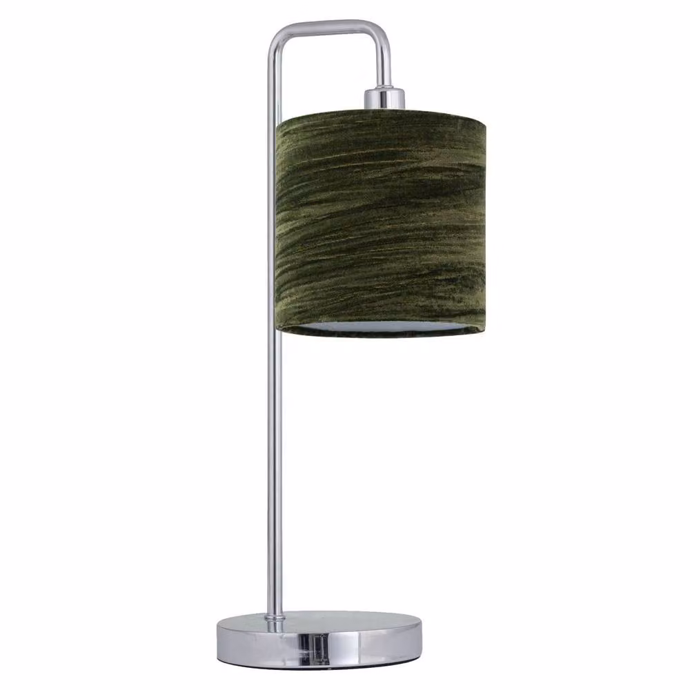 First Choice Lighting Set of 2 Chrome Arched Table Lamps with Green Fabric Shades – 2
