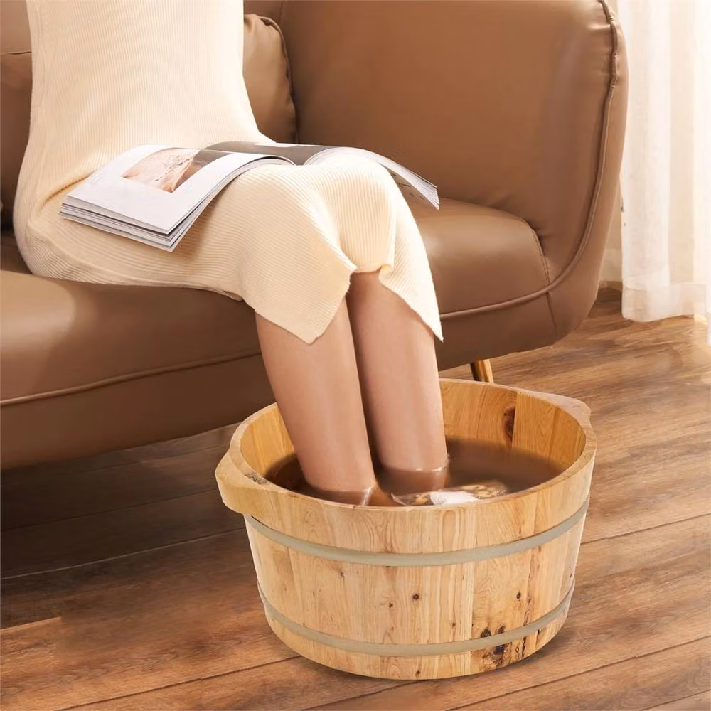 Nordara Wooden Foot Soak Basin Spa Bath Bucket in Beige – 2