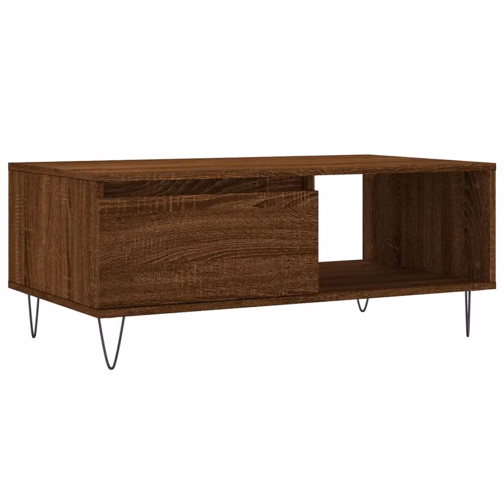 Berkfield Home Modern Rectangular Coffee Table in Brown Oak, W/D/H: 90 x 50 x 36.5 cm – 2