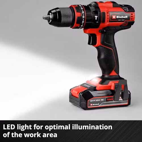 Einhell Power X-Change 18V Cordless Impact Drill Driver Kit with Battery and Charger, 44Nm, Red and Black – 6