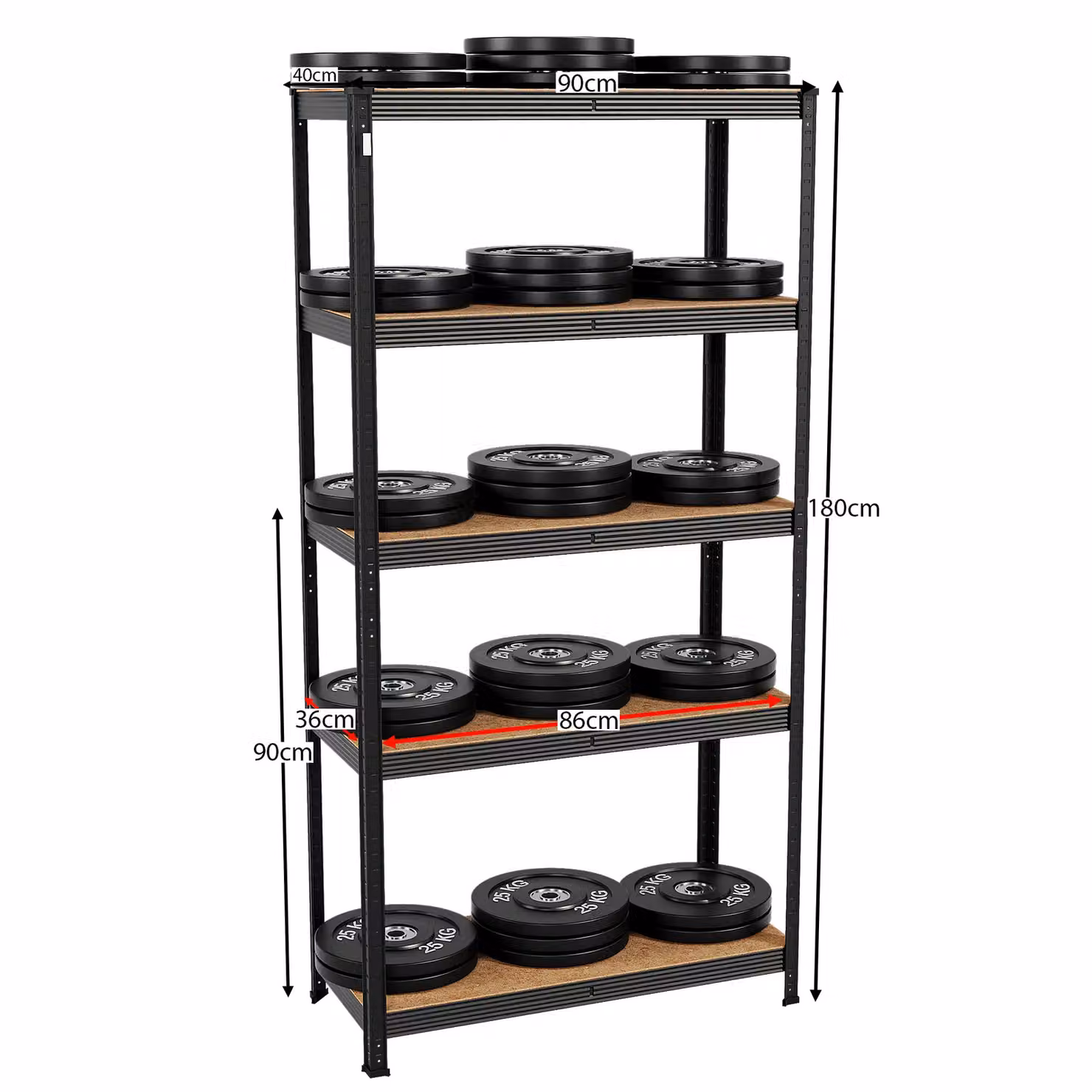 Home Discount Home Vida 5 Tier Heavy Duty Garage Shelf in Black, H 180 x W 90 x D 90 cm – 2