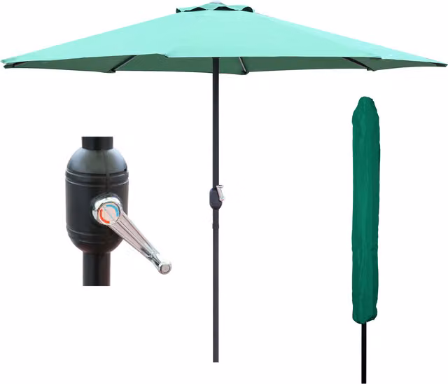 GlamHaus Green Garden Parasol Umbrella with UPF 40 Protection and Cover – 1