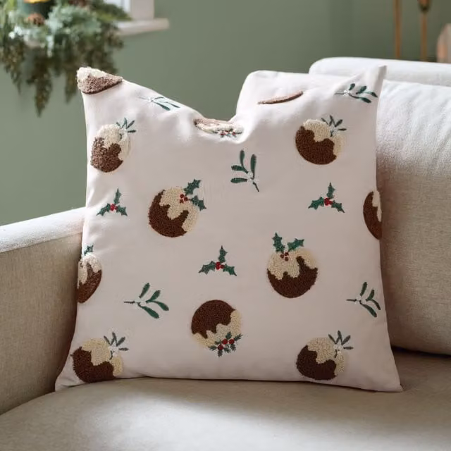 Furn Puddings White Velvet Square Cushion, W/D/H: 45 x 45 x 45 cm