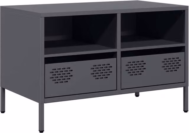 Berkfield Home Anthracite TV Cabinet in Dark Grey Matt Metal, W/D/H: 68 x 39 x 43.5 cm