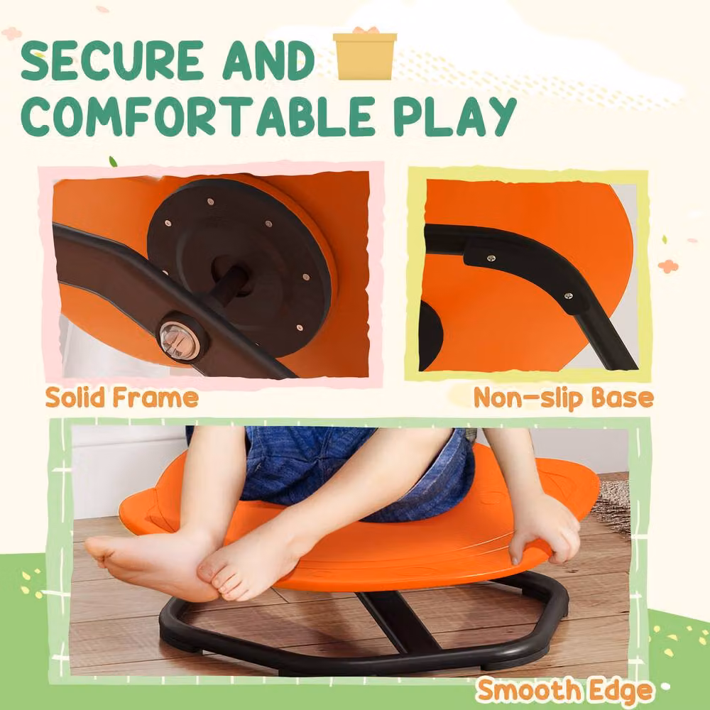 STILVORA Kids' 360 Degree Spinning Chair with Planet Design in Orange – 5