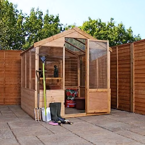 Mercia Budget Gable Greenhouse in Brown with Plastic Covering – 1