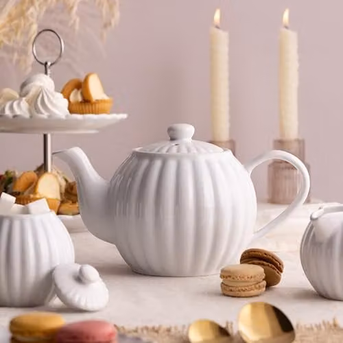 Price & Kensington Luxe 6 Cup Stoneware Teapot, White, 1100 ml – 2