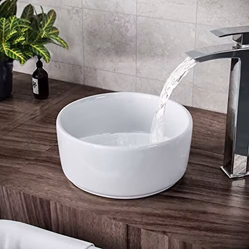Nes Home Etive Round Ceramic Countertop Cloakroom Basin Bowl, White, Diameter: 31 cm – 1