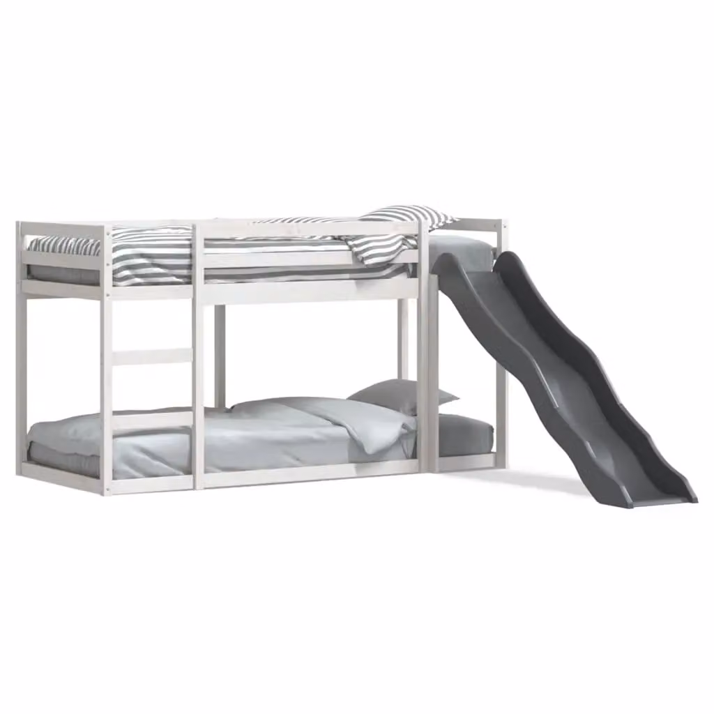 Berkfield Home White Solid Wood Bunk Bed with Slide and Ladder for Children, W/D/H: 90 x 200 cm – 2