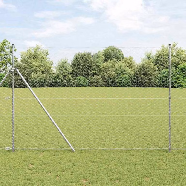Berkfield Home Hexagon Fence in Silver Galvanised Steel, W: 100 cm, H: 150 cm