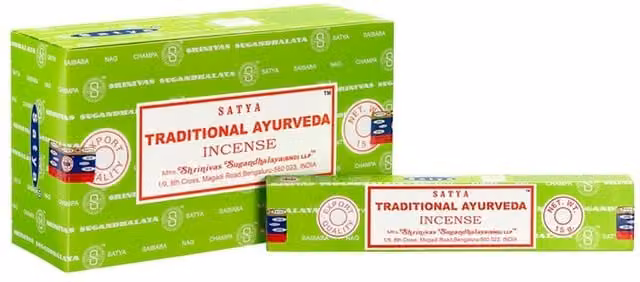 Satya Traditional Ayurveda Get Well Incense Sticks, Set of 12 Packets, Green