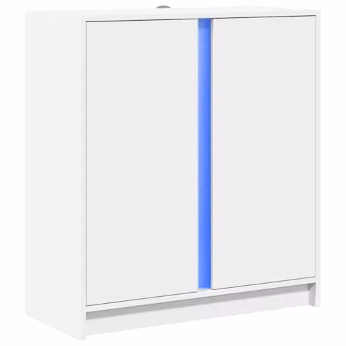 vidaXL Modern White Sideboard with Integrated LED Lighting, W/D/H: 77 x 34 x 85 cm – 1