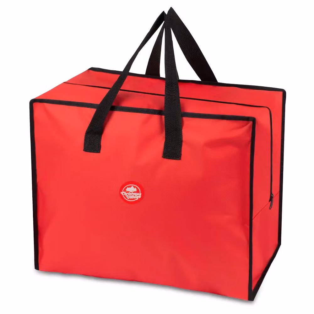 Christmas Village Premium Christmas Decoration Storage Bag with Handles, Grey and Red – 7