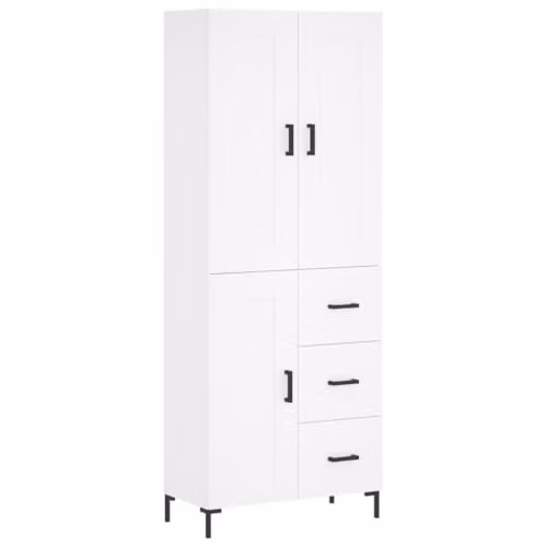 vidaXL Industrial Style Highboard Sideboard in White Engineered Wood with Drawers and Doors