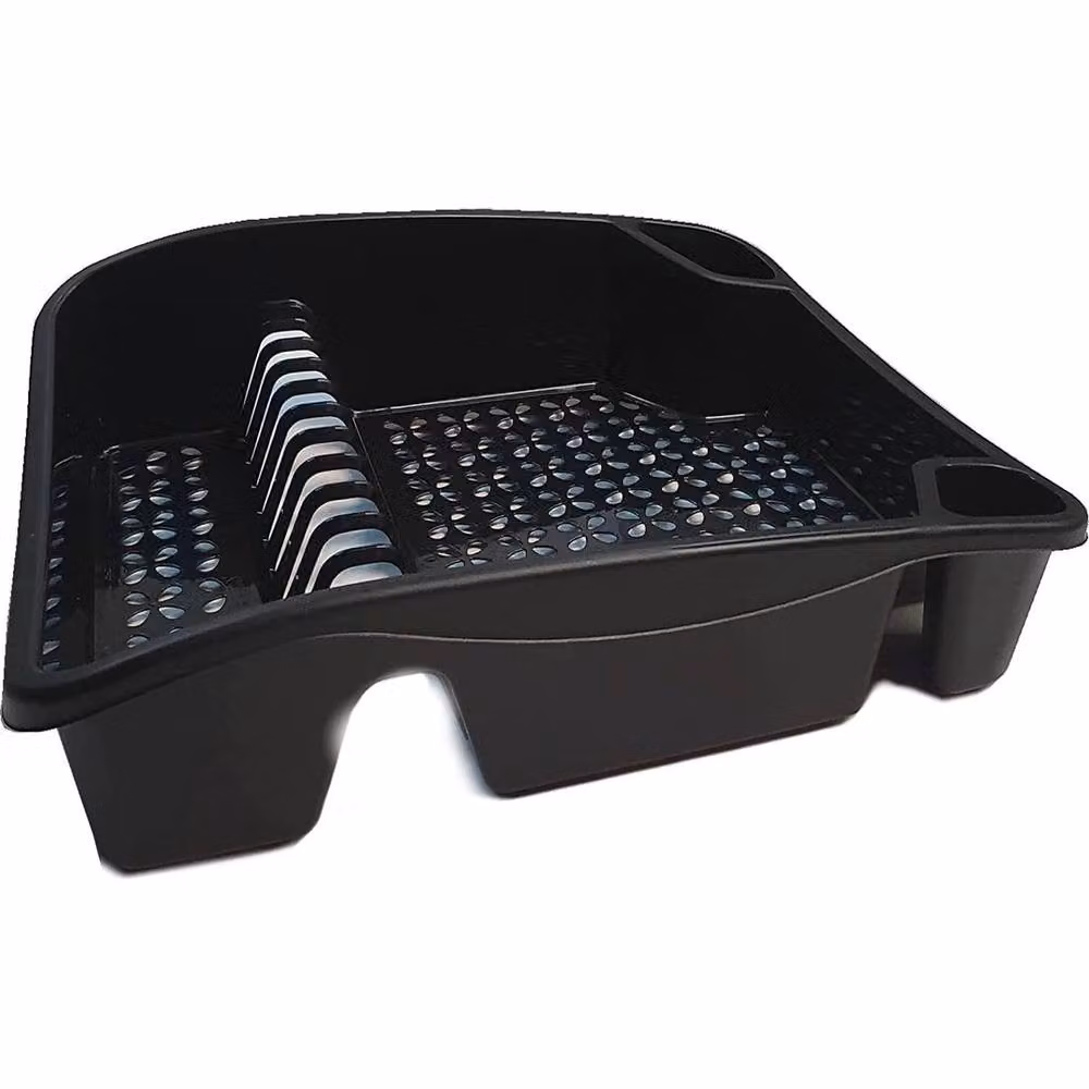 Hinsinc Matte Black Rectangular Sink Dish Drainer Rack with Cutlery Holder – 2