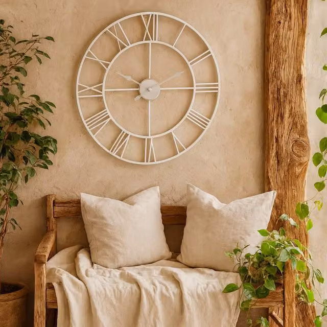 Wyld Haus Minimalist White Metal Round Analog Wall Clock