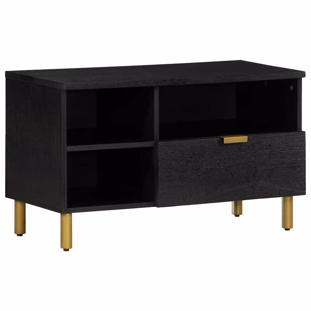 Berkfield Home Modern Black TV Cabinet in Engineered Wood W/D/H: 80 x 33 x 46 cm – 2