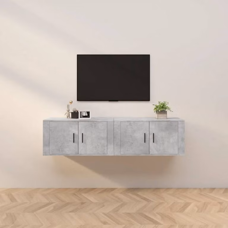 Berkfield Home Classic Wall-mounted TV Cabinets, 2 Piece Set, Concrete Grey, W: 80 cm, D: 34.5 cm, H: 40 cm