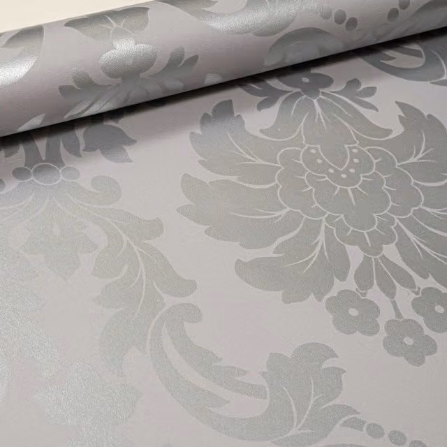 Arthouse Grey and Silver Vintage Floral Damask Metallic Botanical Wallpaper