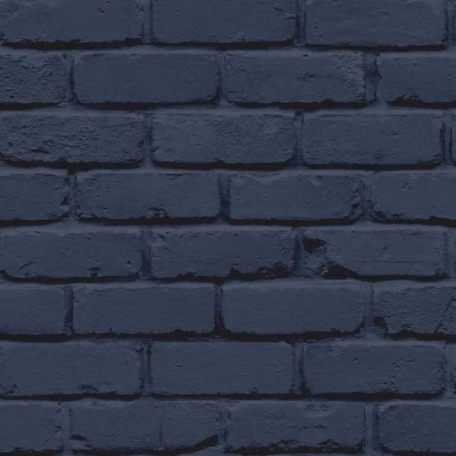 Fine Décor Painted Brick Wallpaper in Navy Blue