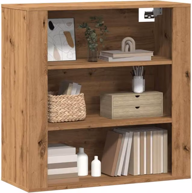 Berkfield Home Artisan Oak Wall Cabinet in Brown, W/D/H: 80 x 33 x 80 cm