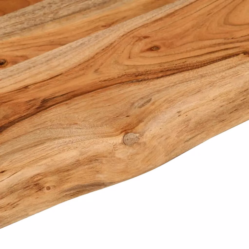 Berkfield Home Rectangular Acacia Solid Wood Wall Shelf with Live Edge in Brown, W: 60 cm, D: 30 cm, H: 2.5 cm – 3
