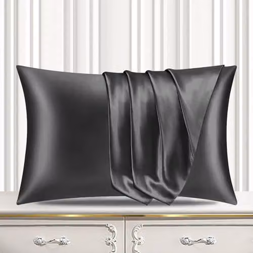 Pamposh Satin Silk Pillowcases, 4 Pack, Charcoal, W/D/H: 50 x 75 cm – 4