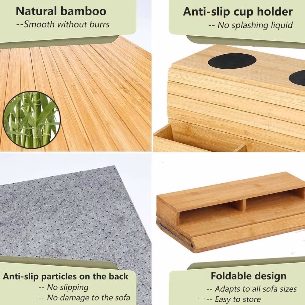 SPETLEK Foldable Wooden Sofa Arm Tray in Brown – 3