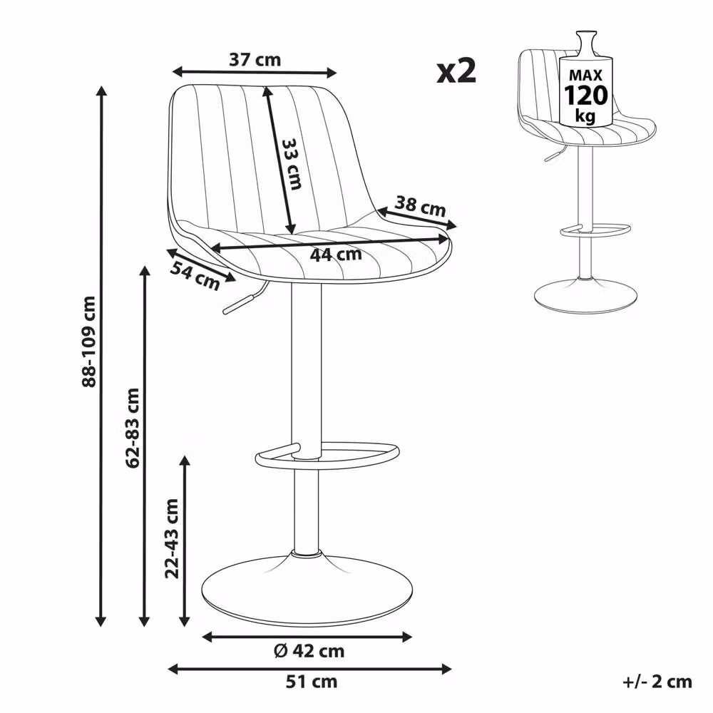 Wyld and Coco Mint Green Velvet Bar Stool Set of 2, Height Adjustable and Swivel – 2