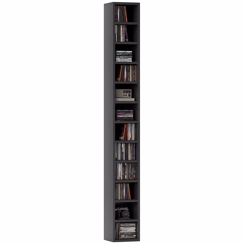 ERGOVEXA 204 CD Tall Narrow Media Storage Tower in Black – 3