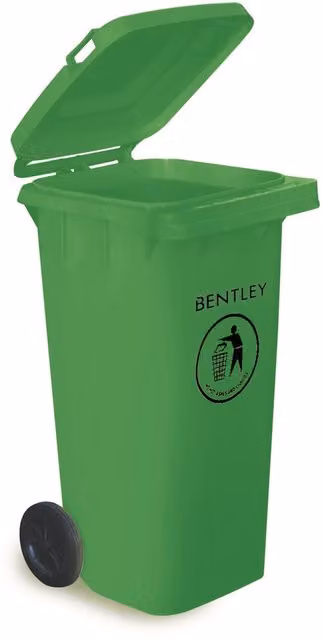 Charles Bentley 120 Litre Green Plastic Wheelie Bin with Flip Lid