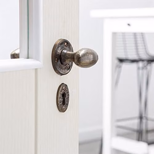 Hammer and Tongs Oval Rim and Mortice Door Knob in Grey Iron, Pack of 2 – 4
