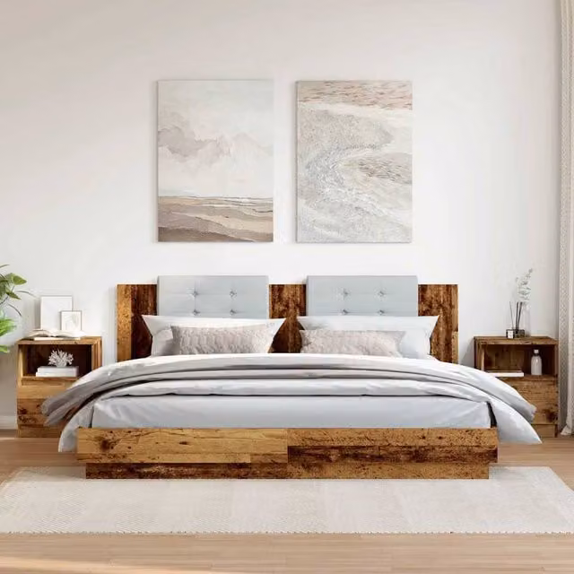Berkfield Home Classic Bedside Cabinets, 2 Piece Set in Old Wood Brown, W/D/H: 40 x 40 x 50 cm