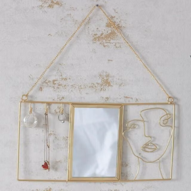 Marco Paul Gold Metal Wall Mounted Jewellery Organiser with Mirror