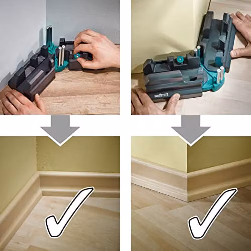Wolfcraft 2-in-1 Mitre Box and Angle Finder Jig for Skirting Boards, Black – 4