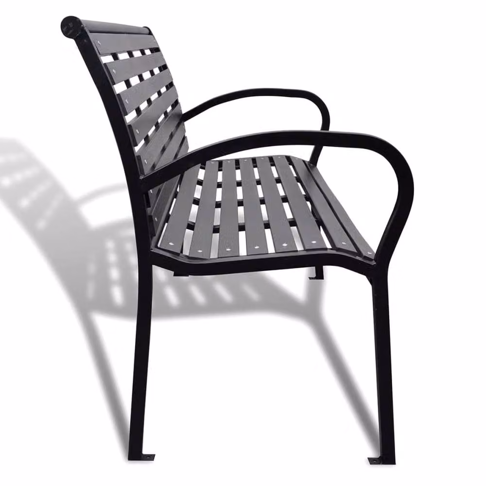 Berkfield Home Modern Garden Bench in Black Steel and WPC, Width: 125 cm – 4