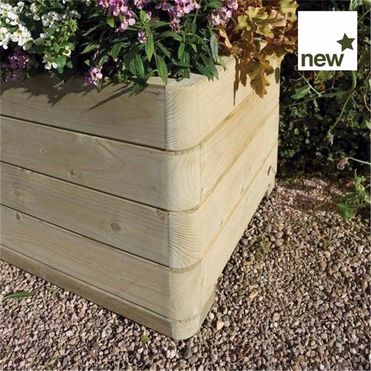 Cheshire Deluxe Rectangular Wood Planter in Brown – 3