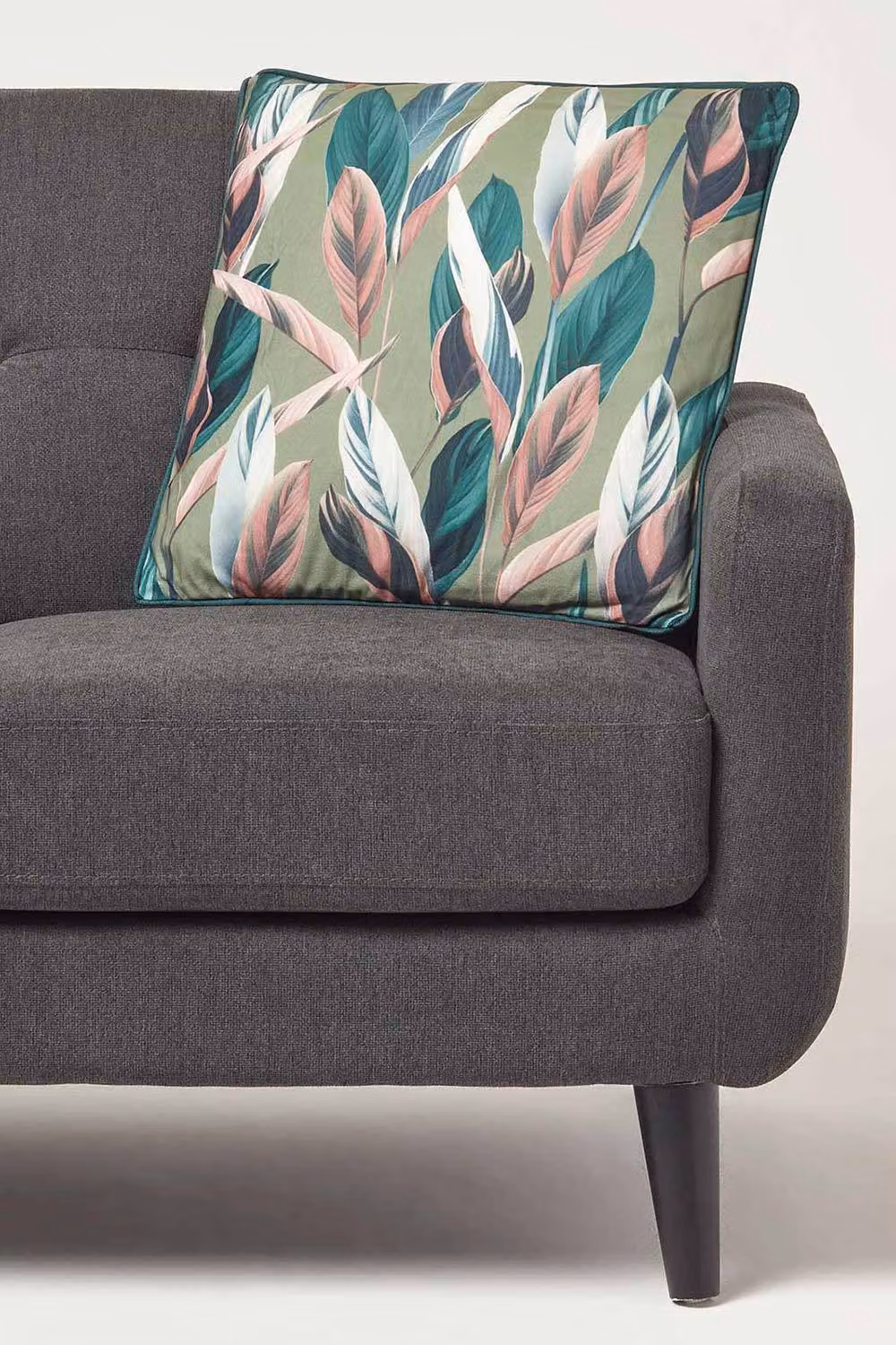 Homescapes Botanical Leaf Decorative Square Throw Pillow with Removable Cover, Green, W/D/H: 45 x 45 x 45 cm – 2
