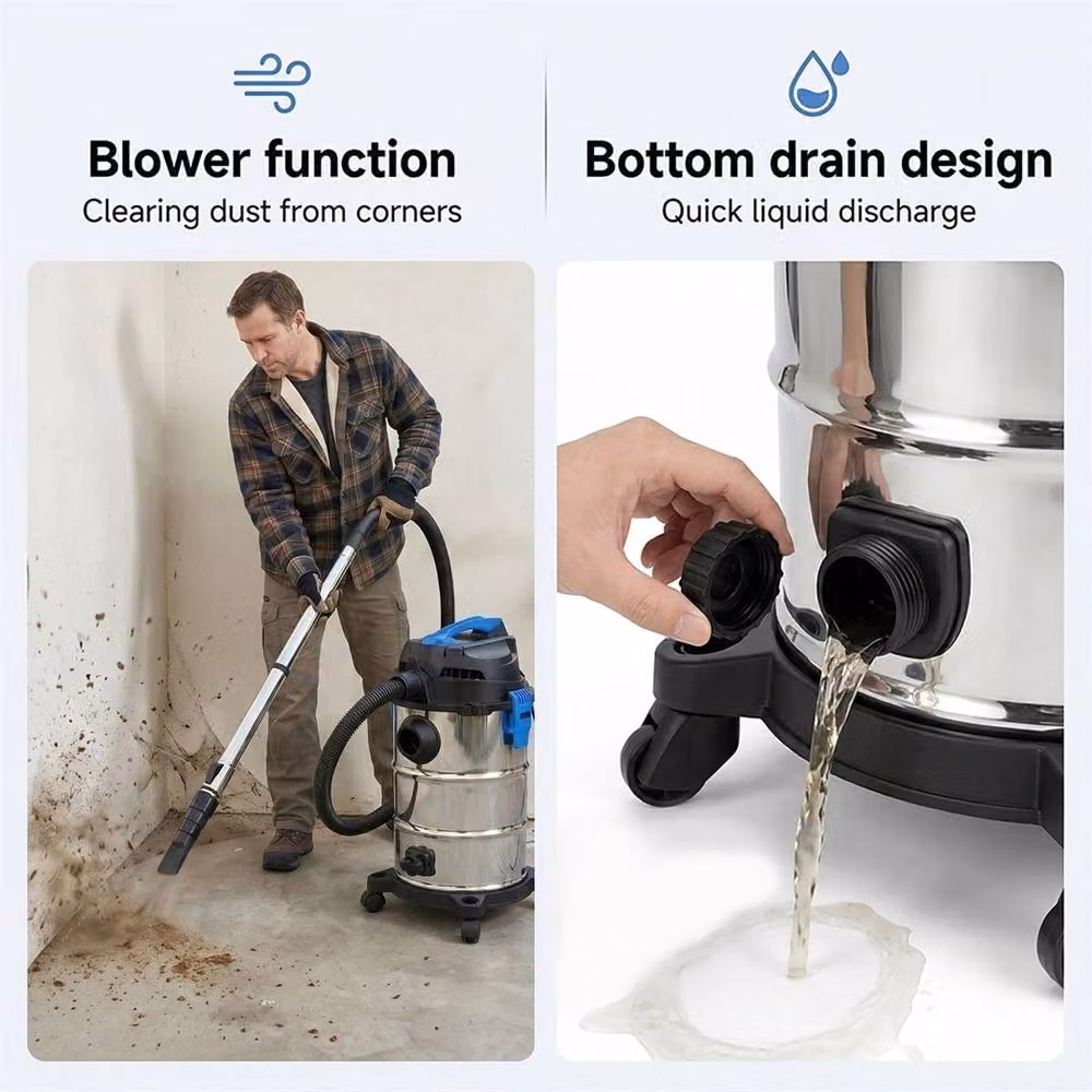 Nordara 30L Heavy-Duty Wet and Dry Vacuum Cleaner in Silver – 4