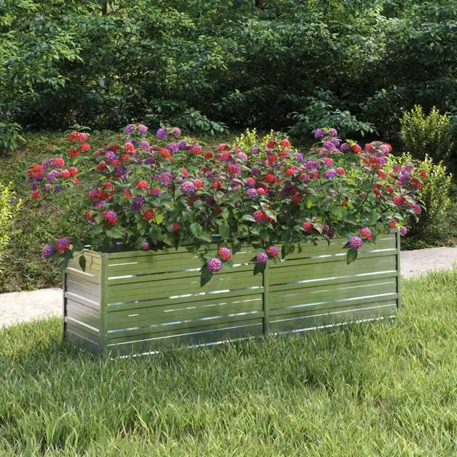 Berkfield Home Garden Galvanised Steel Raised Bed in Silver, W/D/H: 160 x 40 x 45 cm