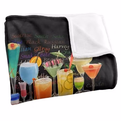 JQ Licensing Royce Mcclure Cocktails Tropical Drinks Super Soft Fleece Throw Blanket, Multicolour, W/D/H: 91 x 147 cm – 3