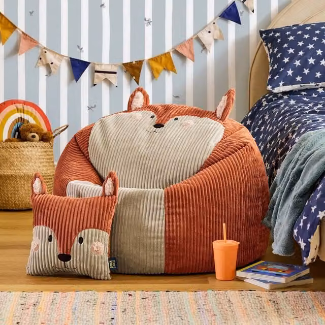 ICON Kids Animal Classic Bean Bag and Cushion Bundle in Terracotta Jumbo Cord – 1