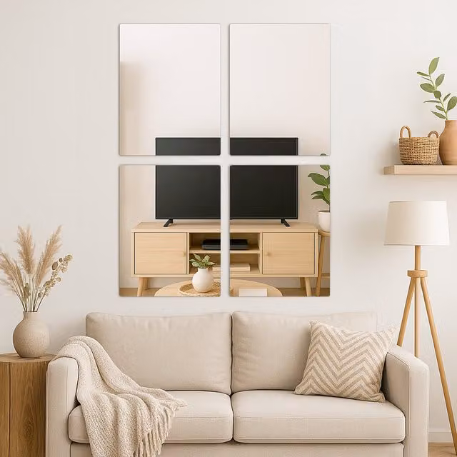 Harbour Housewares Self Adhesive Rectangular Glass Wall Mirror, Silver, W: 30 cm, H: 40 cm