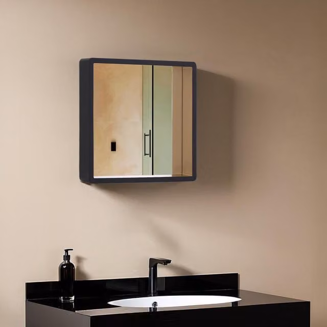Premier Housewares Orsina Bisha Round Wall Mirror with Glass and Metal Frame in Black and Gold, W/D/H: 34 x 34 x 6 cm – 3