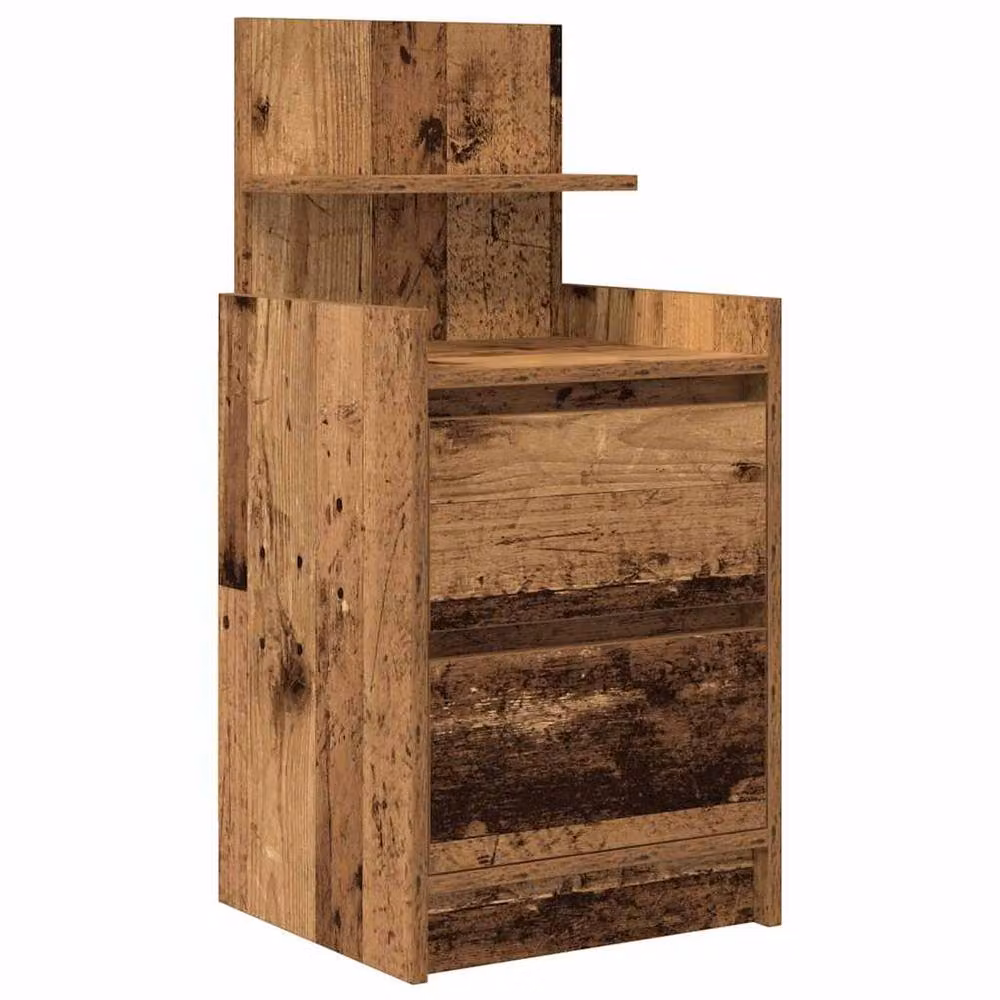 Berkfield Home Durable Bedside Cabinet with 2 Drawers in Brown Old Wood, W/D/H: 38 x 34 x 80 cm – 3
