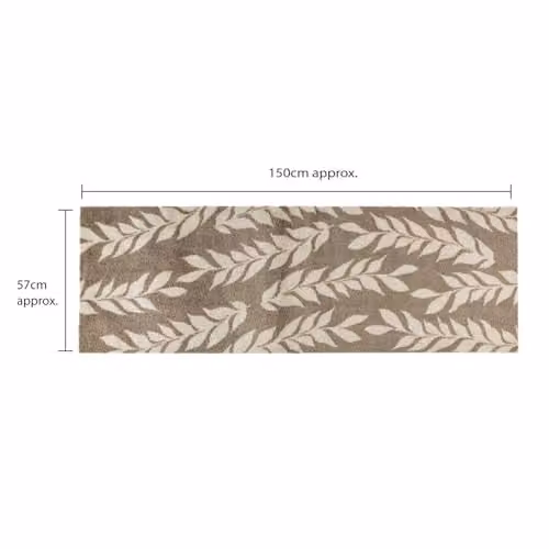 JVL Mega Doormat and Runner Set with Brown Leaf Design, Machine Washable and Non-Slip, Diameter: 100 cm – 5