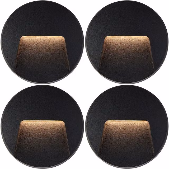 Loops 4 Pack Round Outdoor IP65 LED Pathway Guide Lights in Black with Transparent Polycarbonate – 1