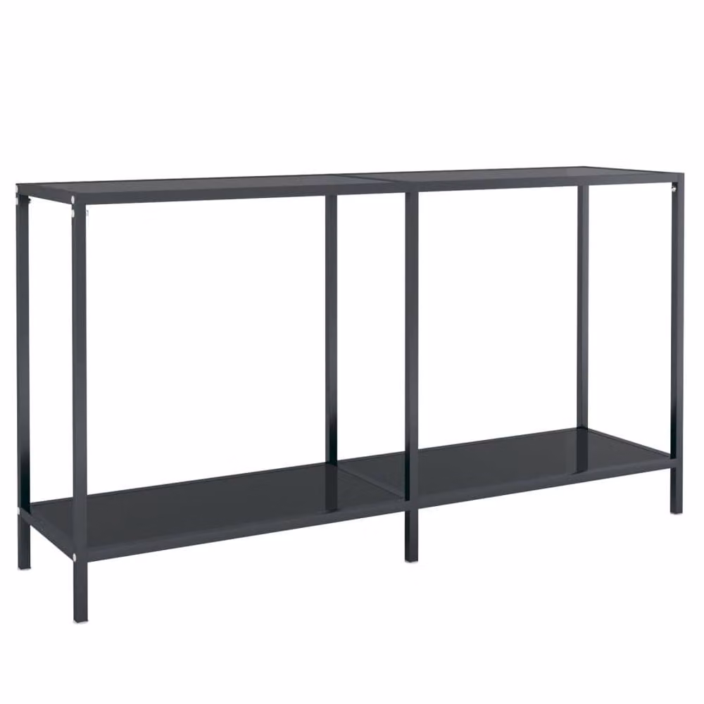 Berkfield Home Stylish Black Console Table with Tempered Glass, W/D/H: 140 x 35 x 75.5 cm – 3