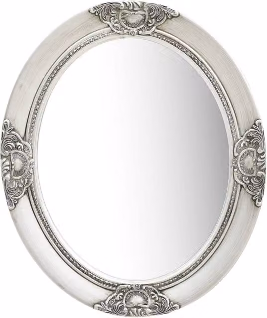 Berkfield Home Antique Baroque Style Rectangular Wall Mirror in Silver, W: 50 cm, H: 60 cm – 1